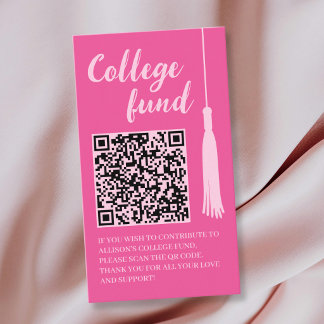College Fund Pink Tassel Gift Qr Code Graduation Informatiekaartje