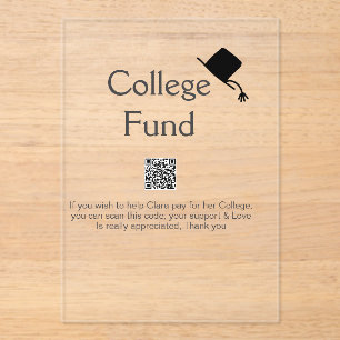 College fund scan QR details toevoegen afstuderen Acryl Uitnodigingen