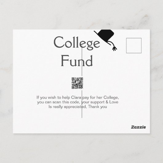 College fund scan QR details toevoegen afstuderen Briefkaart (Achterkant)
