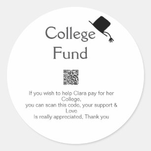 College fund scan QR details toevoegen afstuderen  Ronde Sticker