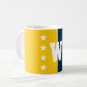 College Kleuren Blauw & Maïs Geel Monogram Koffiemok (Voorkant links)