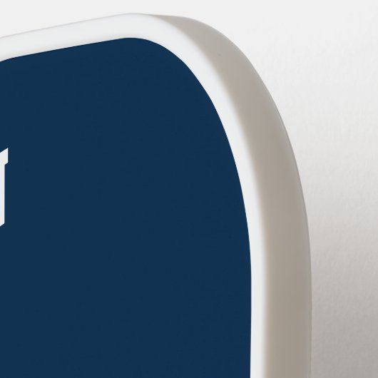 College Kleuren Blauw & Maïs Geel Monogram Pickleball Paddle (Links Detail)