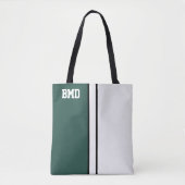 College Kleuren Donker Groen & Wit Monogram Draagtas (Voorkant)