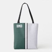 College Kleuren Donker Groen & Wit Monogram Draagtas (Achterkant)