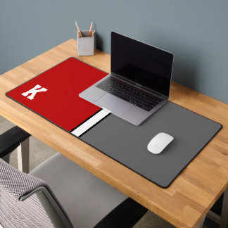 College kleuren rood & grijs monogram bureaumat