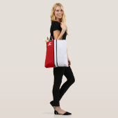 College kleuren rood & wit monogram draagtas (Op model)