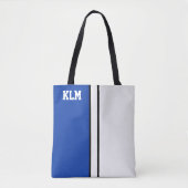College Kleuren Royal Blauw & Wit Monogram Draagtas (Voorkant)