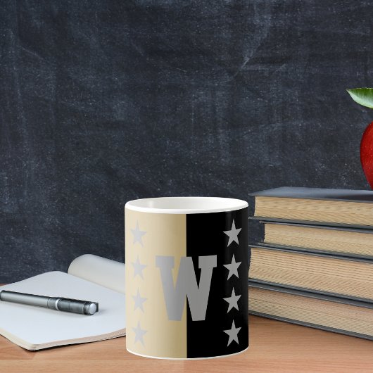 College kleuren zwart & goud monogram koffiemok