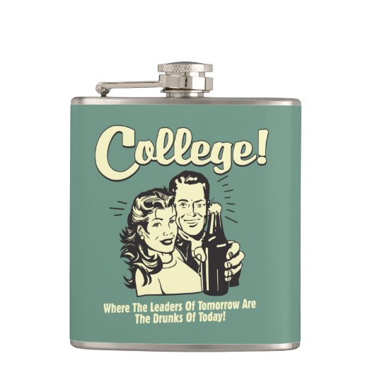 College: Leiders Drink Morgen vandaag Heupfles (Voorkant)