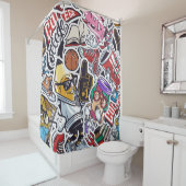 College Leuk, Kleurrijk Patroon Douchegordijn (In situ)