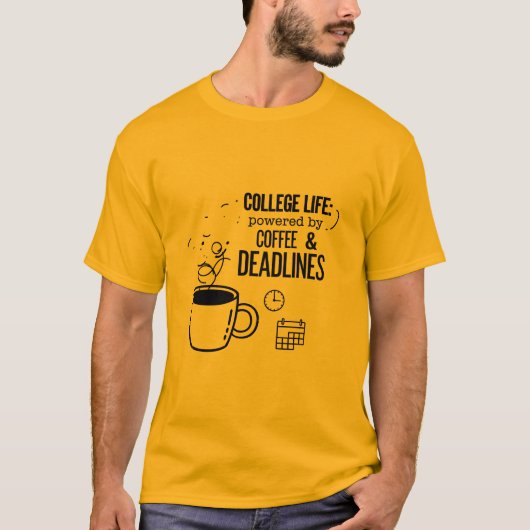 College Life Powered by Coffee T-shirt (Voorkant)