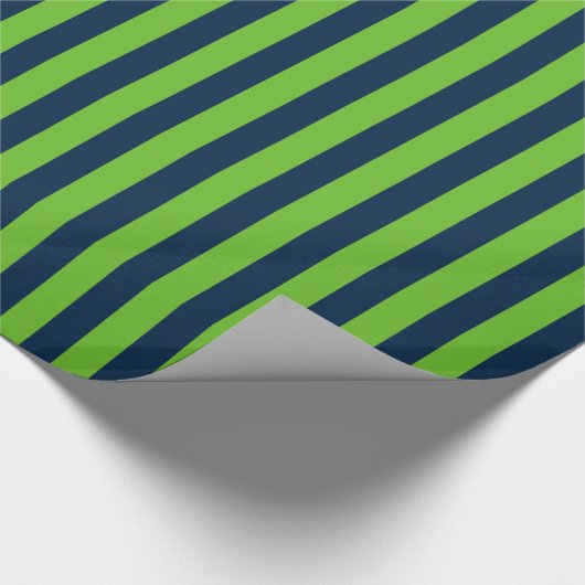 College Marine Blauw en Actie Groene Verticale Str Cadeaupapier (Hoek)