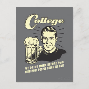 College: Meer Drink vóór 9 uur Briefkaart