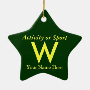 College of High School Varsity Letter Keepomwille Keramisch Ornament