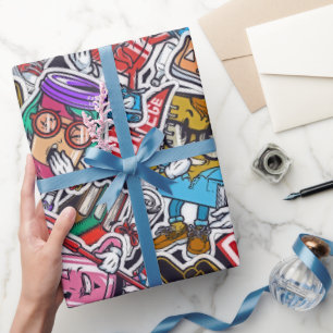 College Pop Cultuur Wrapping Paper Cadeaupapier