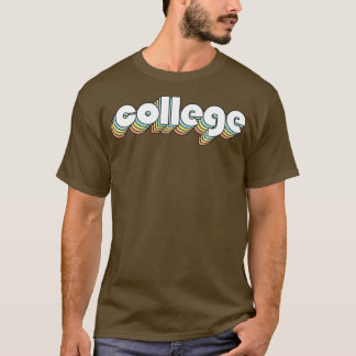 College Retro Rainbow Typografie Vervaagd Stijl T-shirt