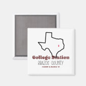 College Station, TX Heart Fridge Magnet (Recto/Verso)
