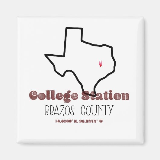 College Station, TX Heart Fridge Magnet (Devant)
