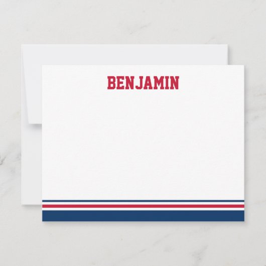 College Stripe Bar Mitzvah Carte de remerciements (Devant)