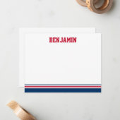 College Stripe Bar Mitzvah Carte de remerciements (Devant/Arrière en situation)