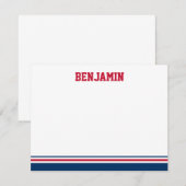 College Stripe Bar Mitzvah Carte de remerciements (Devant / Derrière)