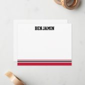 College Stripe Bar Mitzvah Carte de remerciements (Devant/Arrière en situation)