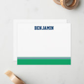 College Stripe Bar Mitzvah Carte de remerciements (Devant/Arrière en situation)