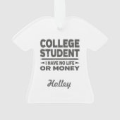 College Student Pas de vie ou d'argent (dos)