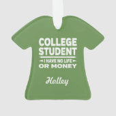 College Student Pas de vie ou d'argent (dos)