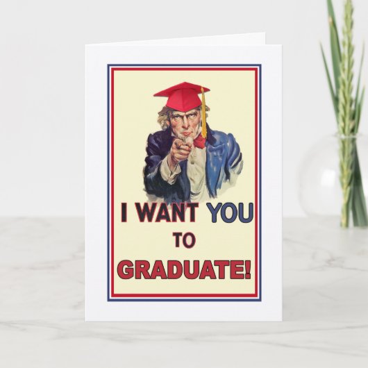 College Stuur een bericht, Uncle Sam Afstuderen Kaart (Voorkant)