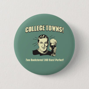 College Towns: 2 boekwinkels 300 bars Ronde Button 5,7 Cm