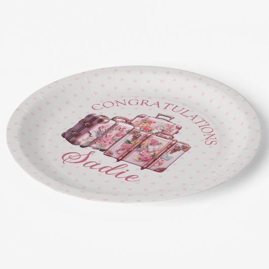 College Trunk Party  Pink Gefeliciteerd Papieren Bordje (Gekanteld)