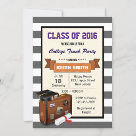 College Trunk Party Uitnodiging. afstudeerfeest Kaart