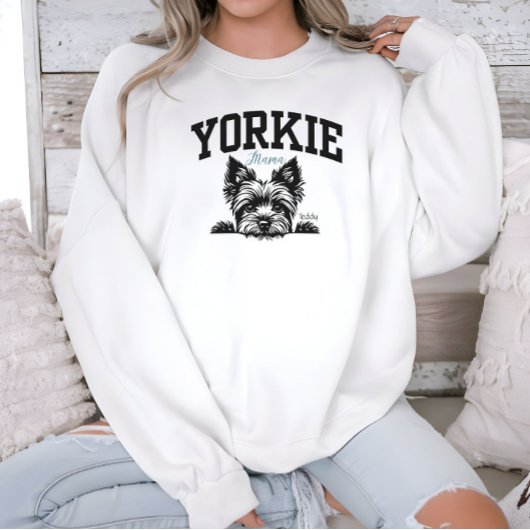 College Varsity Style Script Yorkie Mama Trui