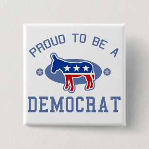 Collegiate Proud Democraat Vierkante Button 5,1 Cm