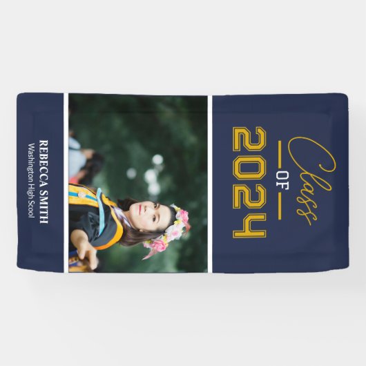 Collegiate Script Portrait Bannière Marine (Horizontal)