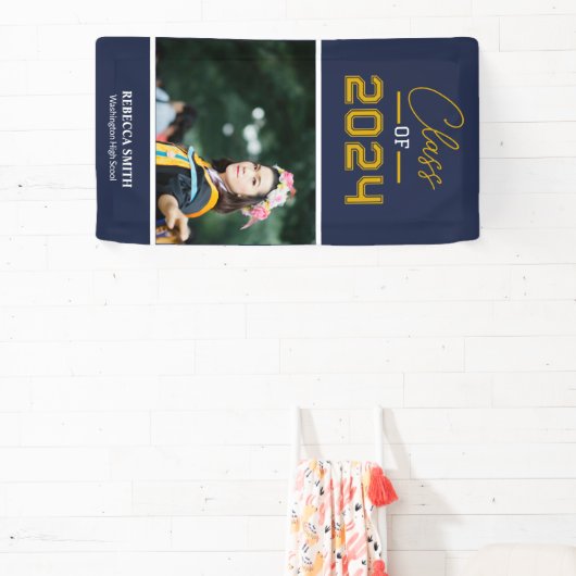 Collegiate Script Portrait Bannière Marine (Insitu)