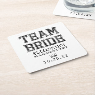 Collegiate Team Bride Bachelorette Party Vierkante Kartonnen Onderzetter