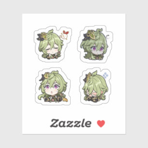 Collei Genshin Impact 4 stickers op één vel