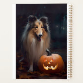 Collie à poil long d'Halloween avec citrouilles ef (Dos)