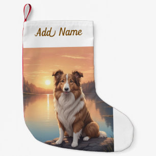 Collie bij het meer kleine kerstsok