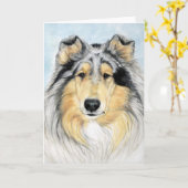 "Collie" Carte pour notes de reproduction d'art de (Fleur jaune)
