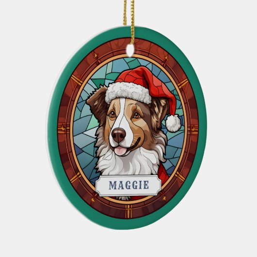 Collie Ceramic Circle Ornement (Droite)