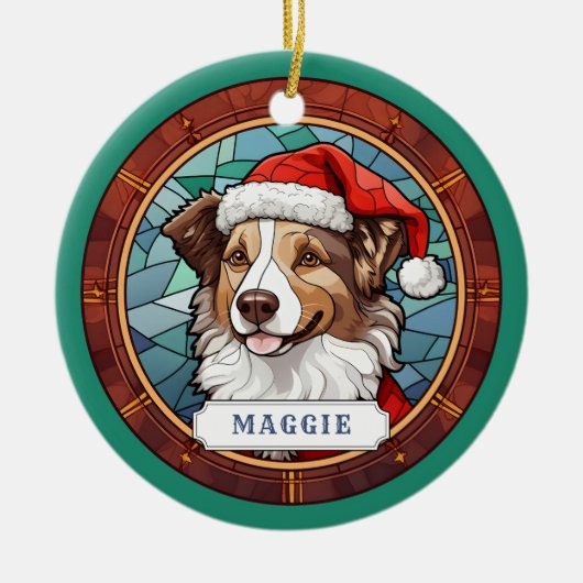 Collie Ceramic Circle Ornement (Devant)