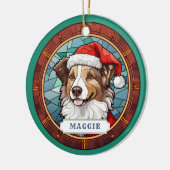 Collie Ceramic Circle Ornement (Gauche)