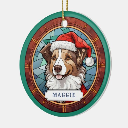 Collie Ceramic Circle Ornement (Gauche)