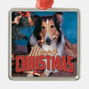 Collie Chien Noël Ornement métallique