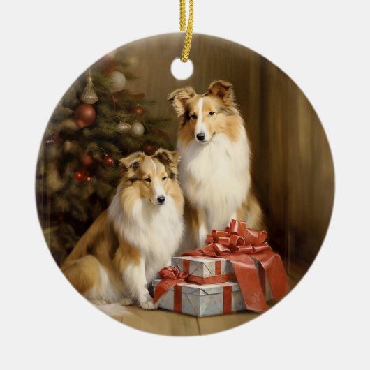  Collie Christmas Keramisch Ornament (Voorkant)