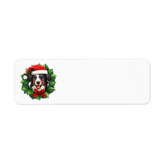 Collie Christmas Wreath Etiket