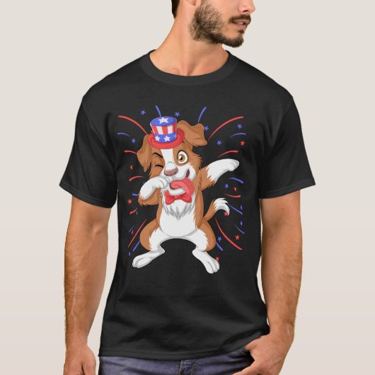 collie dabbing 4 juli t-shirt (Voorkant)